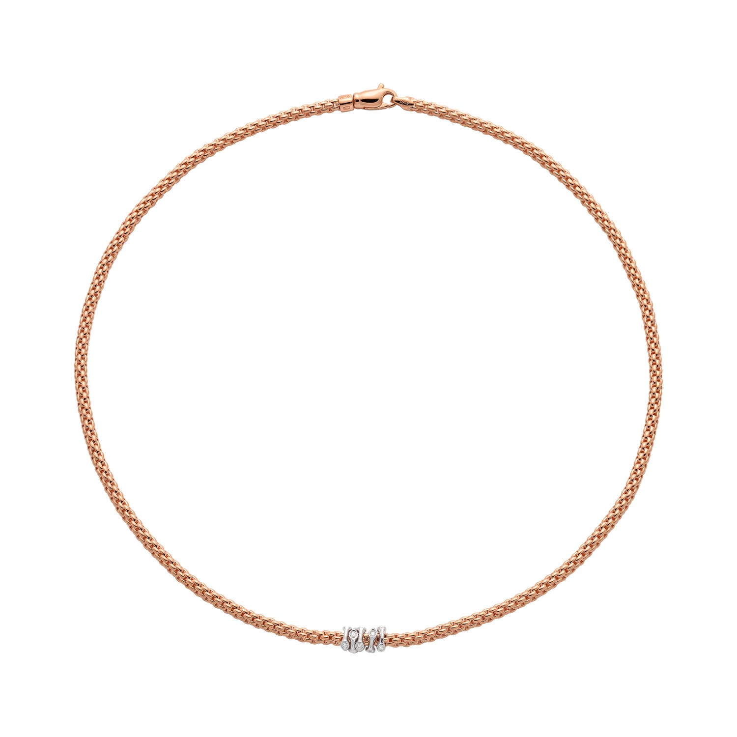 Dia.20 18k rose gold fope  necklet dia set in w/gold