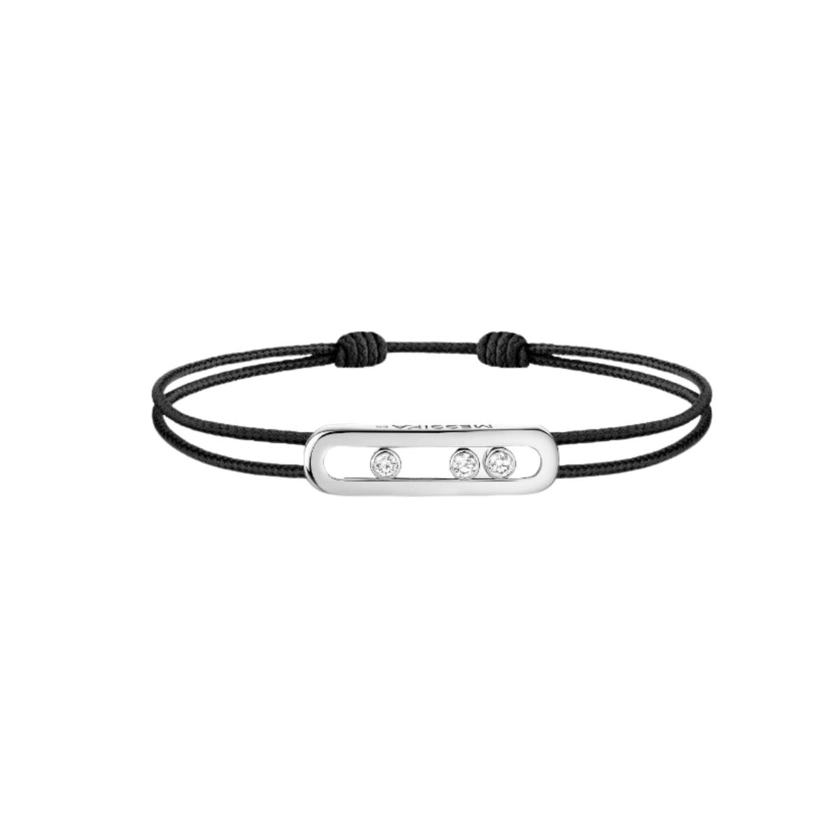 Messika 18K White Gold Care(s) Black Cord Diamond Bracelet