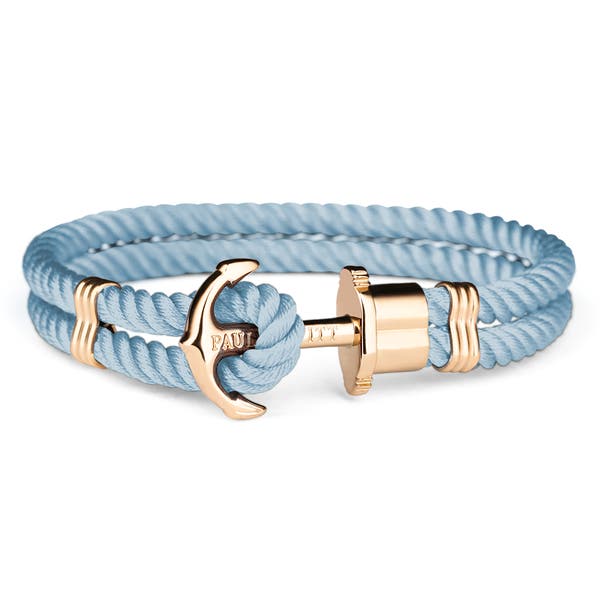 Paul Hewitt Medium Yellow Gold-Plated Blue Nylon Rope Bracelet.